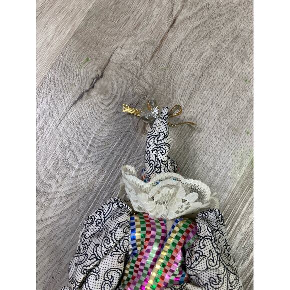 Vintage Harlequin Porcelain Clown Doll 10” Hand Painted Figurine Lace Ruffle - Picture 9 of 10